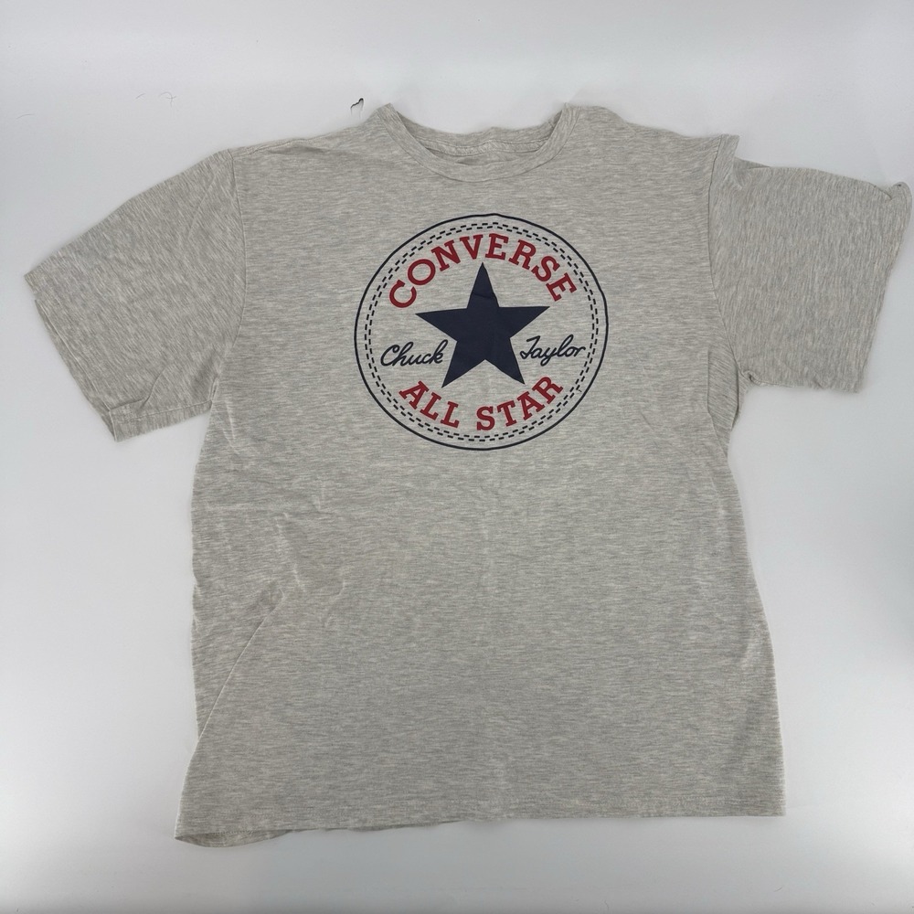 Converse Cream Men's Medium T Shirt Logo Blue Star Classic Short Sleeve‎